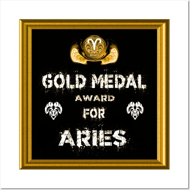 Aries Birthday Gift Gold Medal Award Winner Wall Art by PlanetMonkey